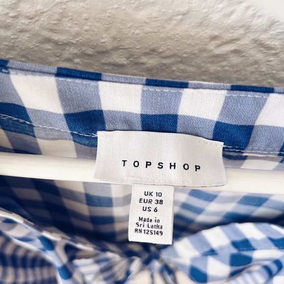 Top Shop Gingham Check Ruffle Blouse - Picture 5 of 5